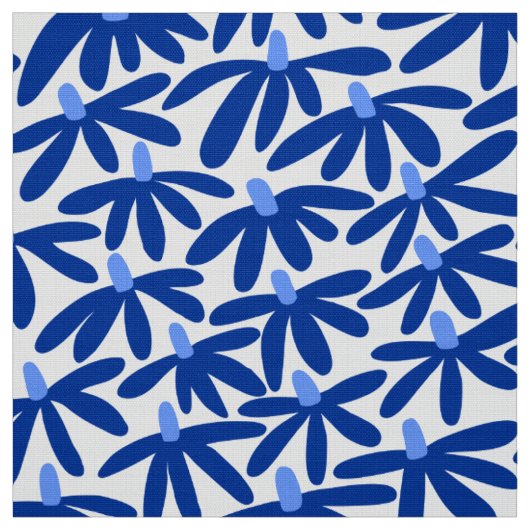 Stilisierte Blume - Blau- und Weißtöne Stoff (Muster)