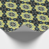 Stilisierte Blume Gelb- und Schwarz-Geometrisches Geschenkpapier (Ecke)