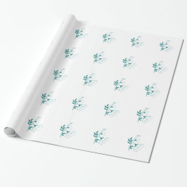 Stilisierte Blume in Aquamarin Geschenkpapier