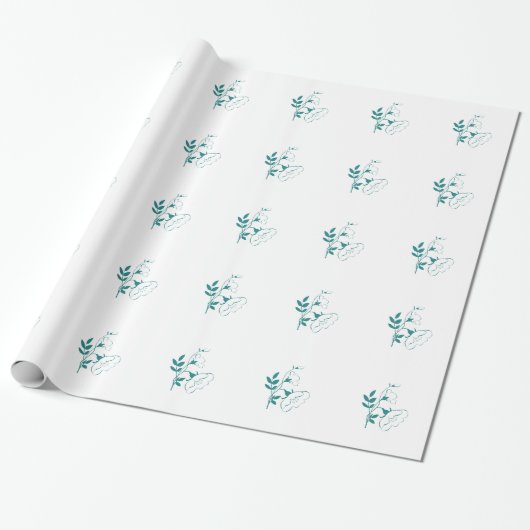Stilisierte Blume in Aquamarin Geschenkpapier (Ungerollt)