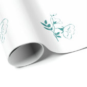 Stilisierte Blume in Aquamarin Geschenkpapier (Rolleneckpunkt)