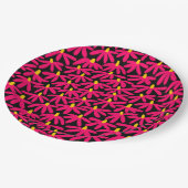 Stilisierte Blume - Krimson und Amber auf Schwarz Pappteller (Schrägansicht)