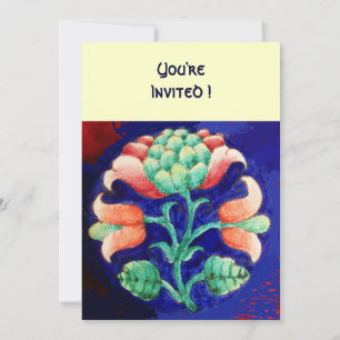 STILISIERTE BLUME/ROSA ROT GRÜN ORANGE BLAU BLUMEN EINLADUNG