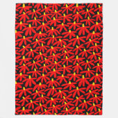 Stilisierte Blume - Rot, Gelb und Schwarz Fleecedecke (Vorderseite)