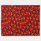 Stilisierte Blume - Rot, Gelb und Schwarz Fleecedecke (Vorderseite (Horizontal))