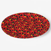 Stilisierte Blume - Rot und Gelb auf Schwarz Pappteller (Schrägansicht)