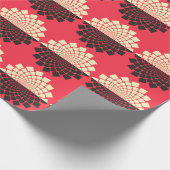 Stilisierte Blume: Schwarzes Rotes Elfenbein Geschenkpapier (Ecke)