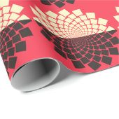 Stilisierte Blume: Schwarzes Rotes Elfenbein Geschenkpapier (Rolleneckpunkt)