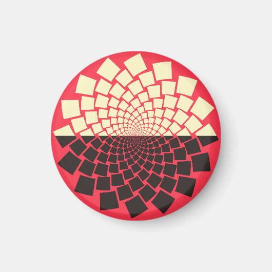 Stilisierte Blume: Schwarzes Rotes Elfenbein Magnet (Vorne)