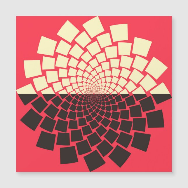 Stilisierte Blume: Schwarzes Rotes Elfenbein Magnetkarte (Vorderseite)