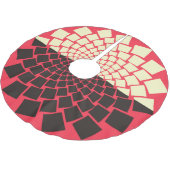 Stilisierte Blume: Schwarzes Rotes Elfenbein Polyester Weihnachtsbaumdecke (Schrägansicht)