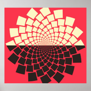 Stilisierte Blume: Schwarzes Rotes Elfenbein Poster