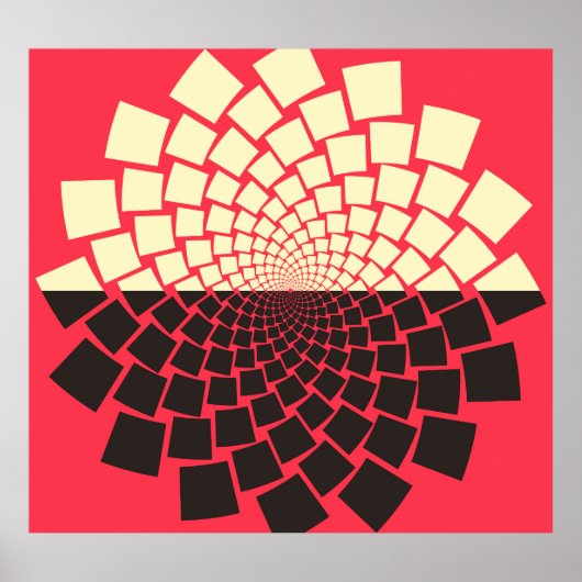 Stilisierte Blume: Schwarzes Rotes Elfenbein Poster (Vorne)
