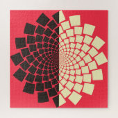 Stilisierte Blume: Schwarzes Rotes Elfenbein Puzzle (Horizontal)