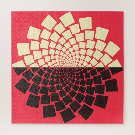 Stilisierte Blume: Schwarzes Rotes Elfenbein Puzzle (Vertikal)