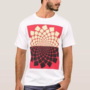Stilisierte Blume: Schwarzes Rotes Elfenbein T-Shirt