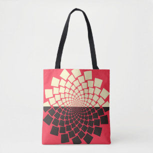 Stilisierte Blume: Schwarzes Rotes Elfenbein Tasche