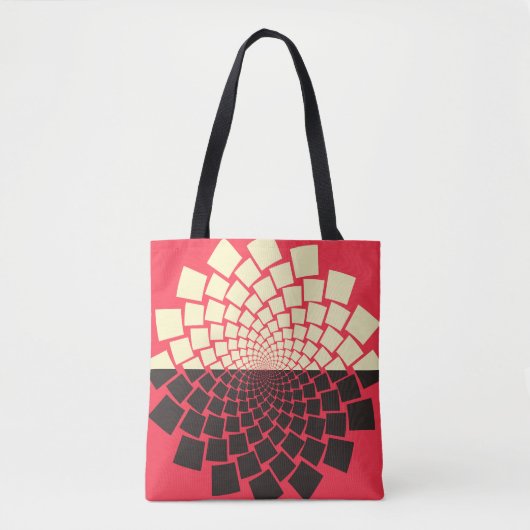 Stilisierte Blume: Schwarzes Rotes Elfenbein Tasche (Vorderseite)