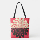 Stilisierte Blume: Schwarzes Rotes Elfenbein Tasche (Rückseite)