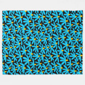 Stilisierte Blume - Sky Blue, Amber und Black Fleecedecke (Vorderseite (Horizontal))