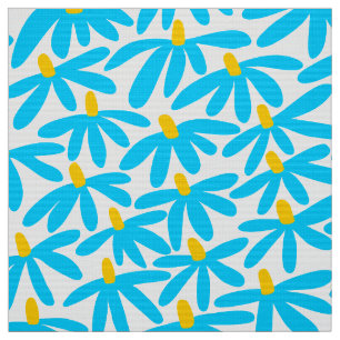 Stilisierte Blume - Sky Blue, Amber und White Stoff