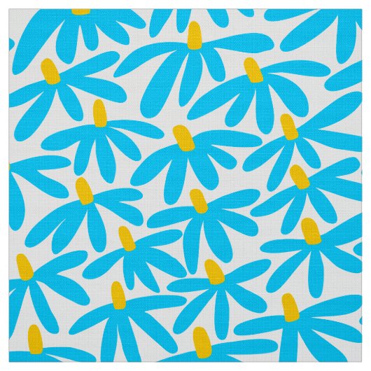 Stilisierte Blume - Sky Blue, Amber und White Stoff (Muster)