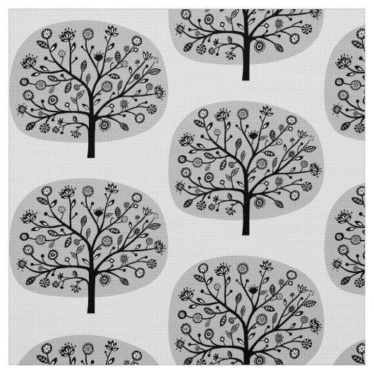 Stilisierte Blume Tree - Hellgrau Stoff (Muster)