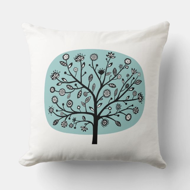 Stilisierte Blume Tree - Light Blue Green Kissen (Vorderseite)