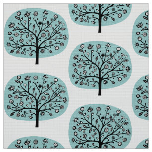 Stilisierte Blume Tree - Light Blue Green Stoff
