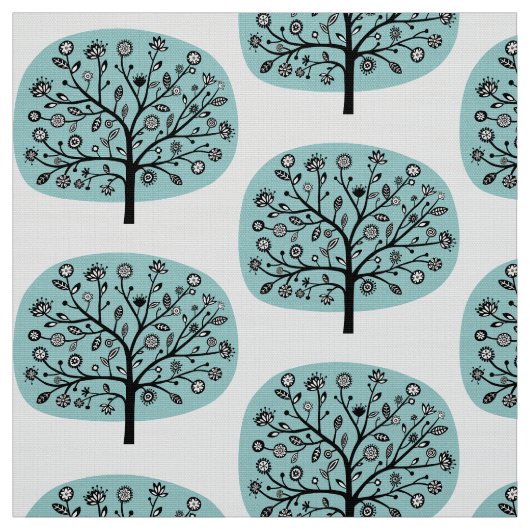Stilisierte Blume Tree - Light Blue Green Stoff (Muster)