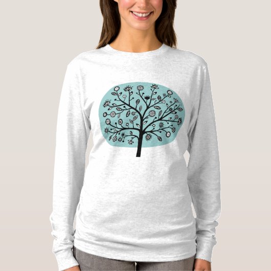 Stilisierte Blume Tree - Light Blue Green T-Shirt (Vorderseite)