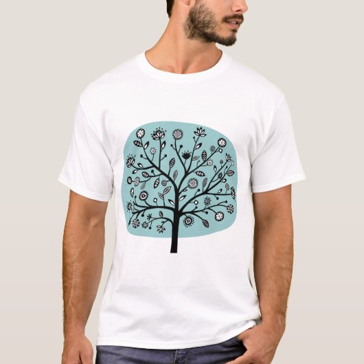 Stilisierte Blume Tree - Light Blue Green T-Shirt (Vorderseite)