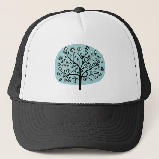 Stilisierte Blume Tree - Light Blue Green Truckerkappe (Vorderseite)