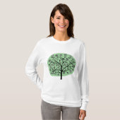 Stilisierte Blume Tree - verblasste Grün T-Shirt (Vorne ganz)