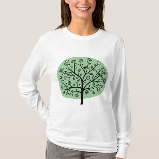 Stilisierte Blume Tree - verblasste Grün T-Shirt (Vorderseite)