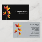 Stilisierte Blume - Weiß auf Schwarz Visitenkarte (Vorne/Hinten)