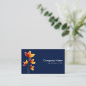 Stilisierte Blume - White on Dark Blue 001744 Visitenkarte (Stehend Vorderseite)