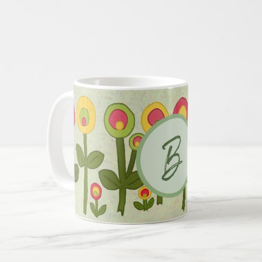 Stilisierte Blumen Kaffeetasse (Vorderseite Links)