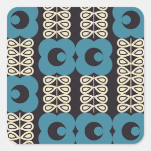 Stilisierte Blumen: Moderne Vintage-Geometrie. Quadratischer Aufkleber