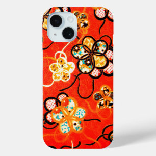 STILISIERTE BLUMEN, SCHWARZE WEISSE BÄNDER HELLROT Case-Mate iPhone HÜLLE