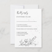 Stilisierte Blumenzweig und Farbtropfen RSVP Karte (Vorderseite)