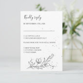 Stilisierte Blumenzweig und Farbtropfen RSVP Karte (Stehend Vorderseite)