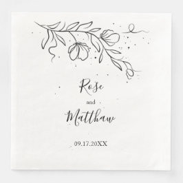 Stilisierte Blumenzweig und Tropfen Tintenpapier Serviette