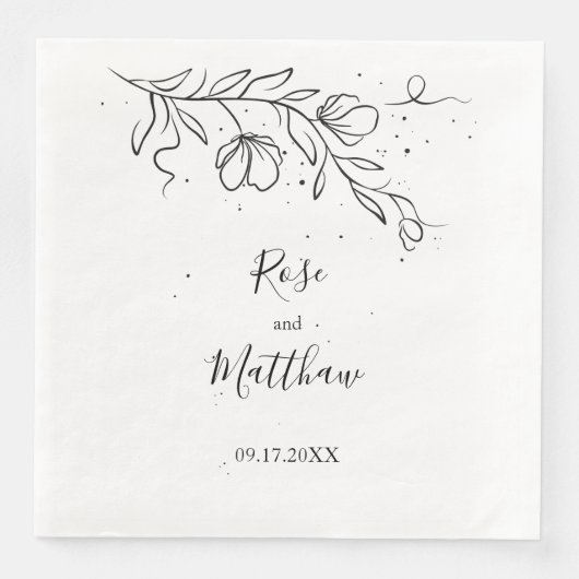 Stilisierte Blumenzweig und Tropfen Tintenpapier Serviette (Vorderseite)