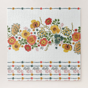 Stilisierte Blüte: Aquarell Nahtloses Design. Puzzle