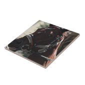 Stilisierte braune Pferde lächelnd Kopf Sketch Fliese (Seite)