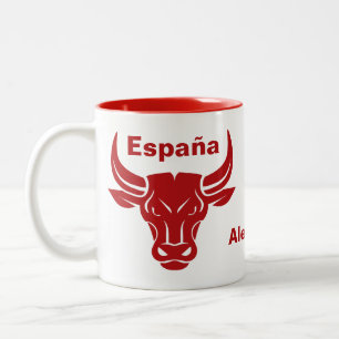 Stilisierte Bull-individuelle Name- und Textsendun Zweifarbige Tasse