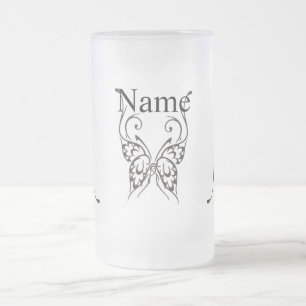 Stilisierte Butterfly Tattoo Thunder_Cove Mattglas Bierglas
