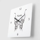 Stilisierte Butterfly Tattoo Thunder_Cove Quadratische Wanduhr (Winkel)