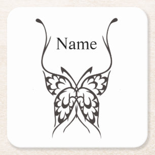 Stilisierte Butterfly Tattoo Thunder_Cove  Rechteckiger Pappuntersetzer